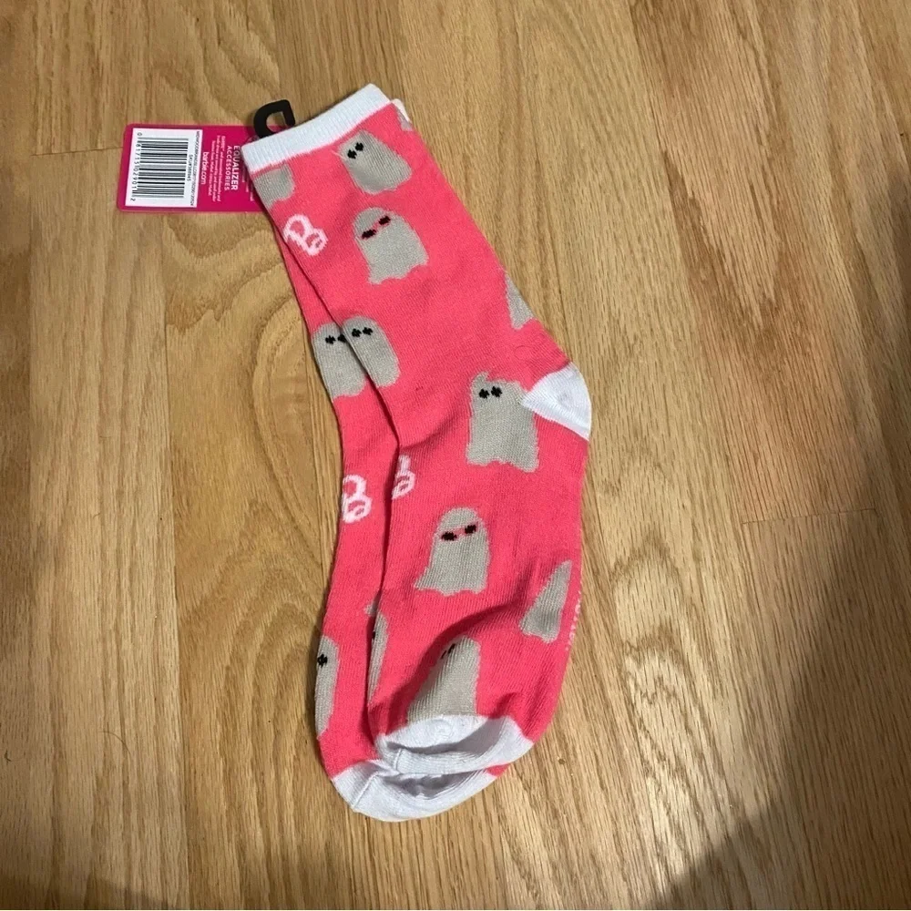 Barbie Halloween Socks Pink With Ghosts Girls Shoe Size 9-2.5 Mattel NEW